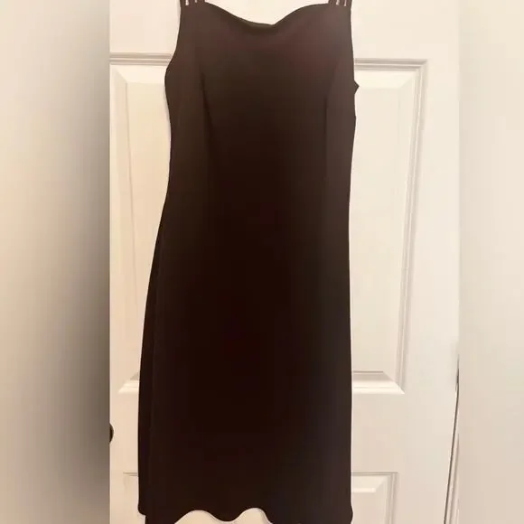 Jones Wear Black Slip Dress Midi Minimalist Size 8 - Picture 7 of 7